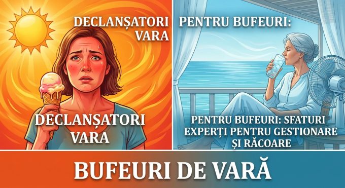 Femeie gestionând bufeuri de vară, sfaturi pentru răcoare.