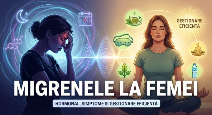 Femeie cu durere de cap, simptome de migrenă, legătura hormonală.