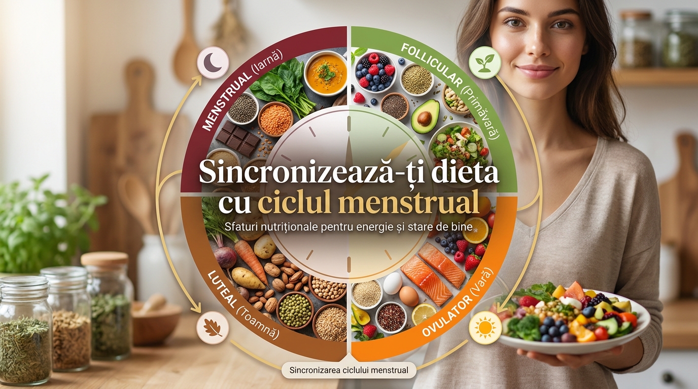 Dieta sincronizată cu ciclul menstrual pentru energie și stare de bine.