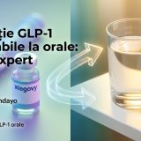 Tableta cu medicament GLP-1 orală alături de un stilou de insulină.