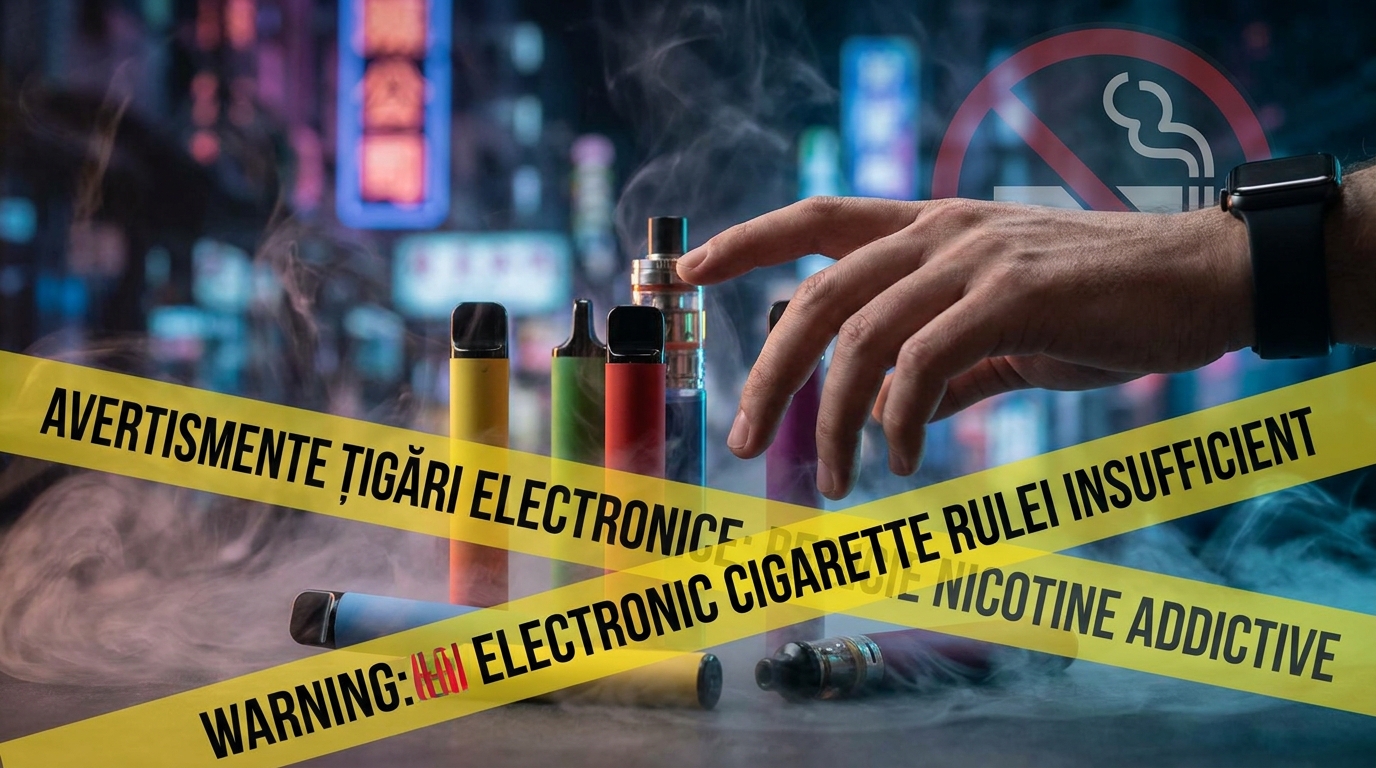 avertismente țigări electronice illustration for Avertismentele de pe vape descurajează consumul, însă regulile actuale sunt