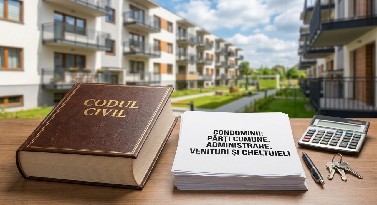 Ilustrație legea condominiilor: părți comune, administrare, venituri.