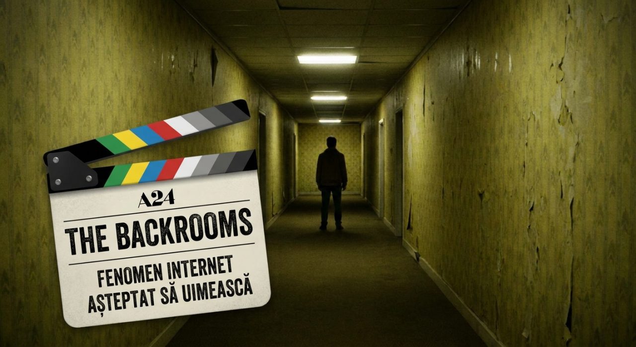 A24 film poster for The Backrooms, a popular internet phenomenon.