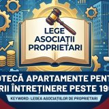 Lege asociații proprietari: Ipotecă apartamente pentru datorii întreținere peste 1900 lei.
