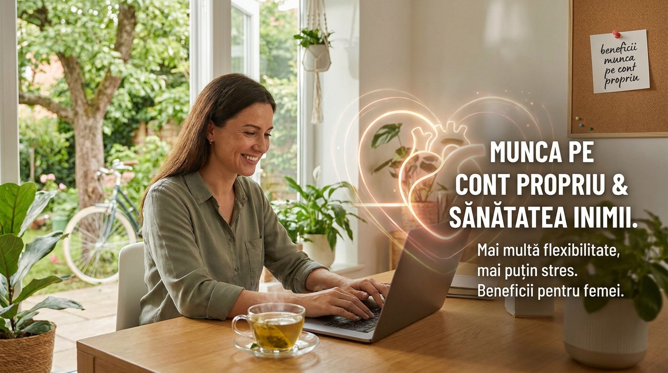 beneficii munca pe cont propriu illustration for Munca pe cont propriu este benefică pentru sănătatea inimii, în special la f