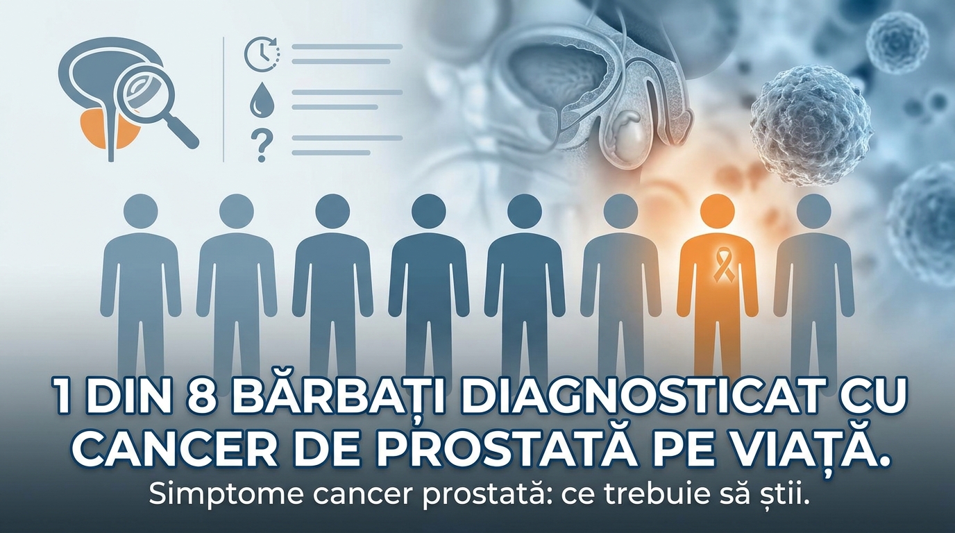 Bărbat cu cancer de prostată, mesaj de conștientizare despre simptome.