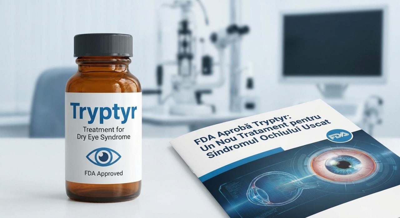tratament ochi uscat illustration for FDA Aprobă Tryptyr: Un Nou Tratament pentru Sindromul Ochiului Uscat.