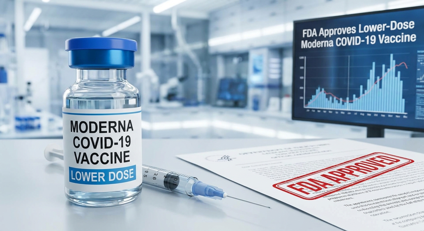 lower-dose COVID-19 vaccine illustration for Noul vaccin anti-COVID-19 Moderna cu doză redusă a fost aprobat de FDA.