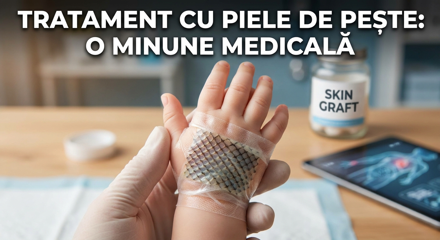 tratament cu piele de pește illustration for Un bebeluș cu o rană ce-i amenința viața, vindecat cu piele de pește.